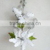 2013 Hot Sale Artificial Christmas Flowers 27" Artificial Velvet Poinsettia Spray thumbnail-1