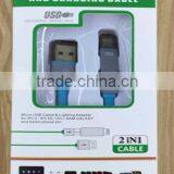 Hot Selling 2 In1 Micro Usb Flat Cable for Iphone/samsung thumbnail-1