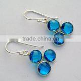 Blue Quartz Round Gemstone Earrings thumbnail-1