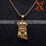 Stainless Steel Gold Plating Jesus Face Head Pendant Charms Men Jewelery thumbnail-1