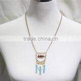 Multi Color Shell w/ Blue Suede Triangle Triple Pendant Necklace 2016 Fashion Style Wholesale thumbnail-4
