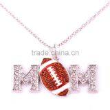 Mother's Day Gift Zinc Alloy Crystal MOM Football Necklace