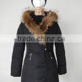 Ladies Waist Shaped Real Raccoon Fur Trim Hood Down Parka thumbnail-5