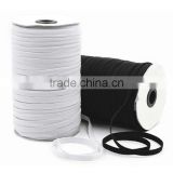 Custom 6mm high quality wholesale elastic band/White and black color elastic Various size flat elastic