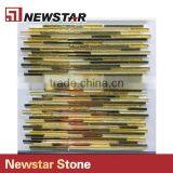 Newstar Coloured Gold Color Glass Mosaic Tile Art Backsplash For Kitchen thumbnail-1