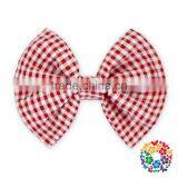 Sweet Little Girls Hair Accessories Orange Grid Hair Bow for Kids thumbnail-2