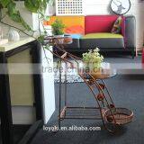 New Design Iron Home Garden Flower Pot Stand Decorate Vintage Bronze Style Shelf Holder 3 Plant Pot Stand thumbnail-1