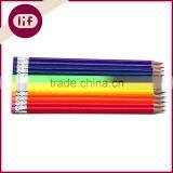 Standard Size Triangle Coloful Wooden HB Pencil Sharpened With Eraser, HB Pencil With Eraser Topper, HB Pine Pencil With Eraser