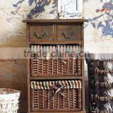 Wicker Wooden Furniture With 4 Drawers Willow Cabinet CN thumbnail-4