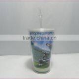Fashion Customized Coco Cola Cup With Straw for Plastic Drinking Cup thumbnail-1