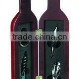 Bottle Shape Wooden Box Wine Accessory Gift Set thumbnail-1
