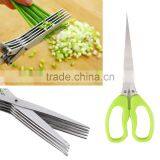 Multi-functional Stainless Steel Kitchen Knives 5 Layers Scissors Sushi Shredded Scallion Cut Herb Spices Scissors Cooking Tools thumbnail-1