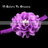 Handmade Fabric Flower Headband With Pearl Center for Kids Hair Accessories thumbnail-6