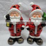Hot Sell Ceramic Santa Clause Snowman House With LED Light for Christmas Decoration thumbnail-1