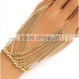 Women Layers Bracelet Two Finger Ring Tassels Hand Wrist Chain Harness thumbnail-1