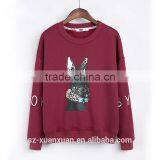 Newest Design Pullover O-neck Hoody With Animal Printing for Women thumbnail-3
