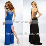 One-shoulder Beaded Shinning Front Split Latest Dress Designs Photos thumbnail-1