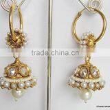 Pearl Polki Gold Plated Dangler Jhumka EARRINGS thumbnail-1