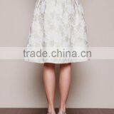 MGOO New Arrival 2016 Beige Pleated Midi Skirt For Ladies High Waist Vintage Floral Embroidery Skirts thumbnail-4