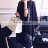 2017 China Style Female Scarf Gray and Black Color Long Style 180*120cm Women Muffler With Tassels thumbnail-1