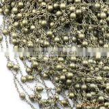 Antique Bronze Copper 4mm Beaded O Chain Link Cable Chain For Jewelry Diy