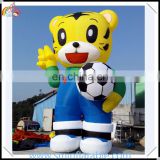Hot selling inflatable tiger model,advertising inflatable tiger cartoon character , promotion lovely tiger model with footabll