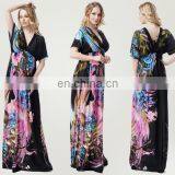 5017# Wholesale Fat & Big Size Long Bohemian Floral Dress Ladies Plus Size Sundress Clothing Maxi Beachwear Dresses Women thumbnail-5