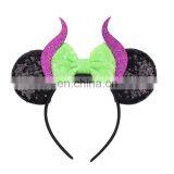 Halloween Minnie Ears Headband Minnie Headband And Bow Custom Hair Wraps thumbnail-1