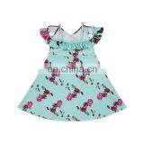 Casual Design A-line Summer Ruffles Cold Shoulder Floral Dress For Girls thumbnail-2