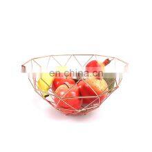 Fruit Basket Bowl Storage Tray Container Kitchen Round Iron Wire Gold Metal Fruit Basket thumbnail-1