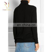 Women Solid Color Turtle Neck Cashmere Knit Pullover Sweater thumbnail-4