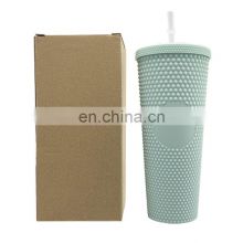 2021 Ready to shipping plastic acrylic tumbler cups glitter matte in bulk grid studded cup tumblers with lid and straw