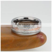 8mm Rose Gold Stainless Steel Tungsten Carbide Rings Hawaiian Koa Wood Arrow Inlay Men's Jewelry thumbnail-2