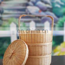 New Arrival 3 Tiers Bamboo Storage Basket With Handle Handmade Natural Gift Basket & Boxes Wholesale Made in Vietnam thumbnail-3