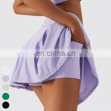 Custom Sportswear Quick Dry Fitness Running 2-in-1 Skirt Women Golf Shorts Skirts High Waist Tennis Skirt With Pockets thumbnail-1
