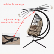 Outdoor 2-Person Patio Hanging Swing Hammock Chair Wicker Egg Chair With Canopy Cover Cushion Living Room Bedroom Courtyard Use thumbnail-2