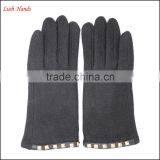 Ladies Simple Woolen Gloves Decorated With Square Metal Buttons for Wholesale thumbnail-4