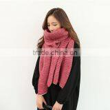 New Design Korean Young Lady Fashion Stripe Knitted Woolen Scarf thumbnail-4