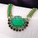 Dubai Design Gold Plated Rope Emerald Necklace thumbnail-3