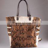 2537- Jangle Style Snake Texture Cloth Material Match PU Shopper Hobo Bag thumbnail-2
