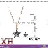 Beautiful Rose Gold Plated Star Cubic Zirconia Silver Jewelry Set thumbnail-3