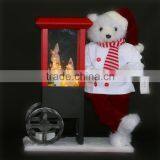 XM-A6030B 20 Inch White Cooking Bear With Popcorn Car for Christmas Decoration