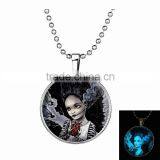 Long Hair Witch Pattern Glass Gemstone Necklace Halloween Jewelry Wholesale thumbnail-1