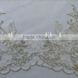 best quality fabric silver cord lace trims / elegant lace trims/for bridal dress