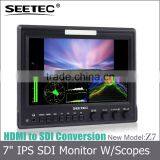 High Resolution 1280X800 Ips Panel Sdi Input and Output Mini 7 Inch Lcd Monitor With Hdmi