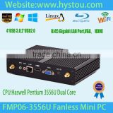 Wholesale computer Haswell 4th pentium3556U IntelHD 1080P resolution Dual RAM, mini pc dual antenna wifi
