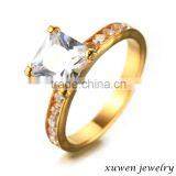 IPG Stainless Steel Engagement Wedding Ring With Square CZ