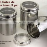 Stainless Steel 3 pcs Canister Set / Juego botes cocina inox.