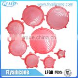 Lids set of 6 food grade universal silicone flexible Cup translucent Stretch Lid