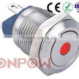 ONPOW 12mm Dot Illuminatad Waterproof Stainless Steel Metal Pushbutton Switch 2 Pin Terminals ( GQ12-AF-10D/J/S) CE, RoHS